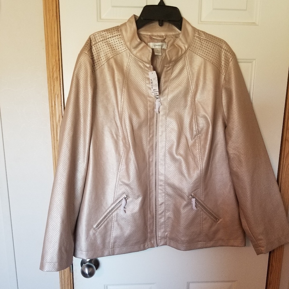 CJ Banks gold faux leather jacket 2X New
